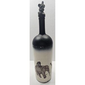 Hand-Painted African Safari Theme Bottle With Permament Decorative Elephant Stop
